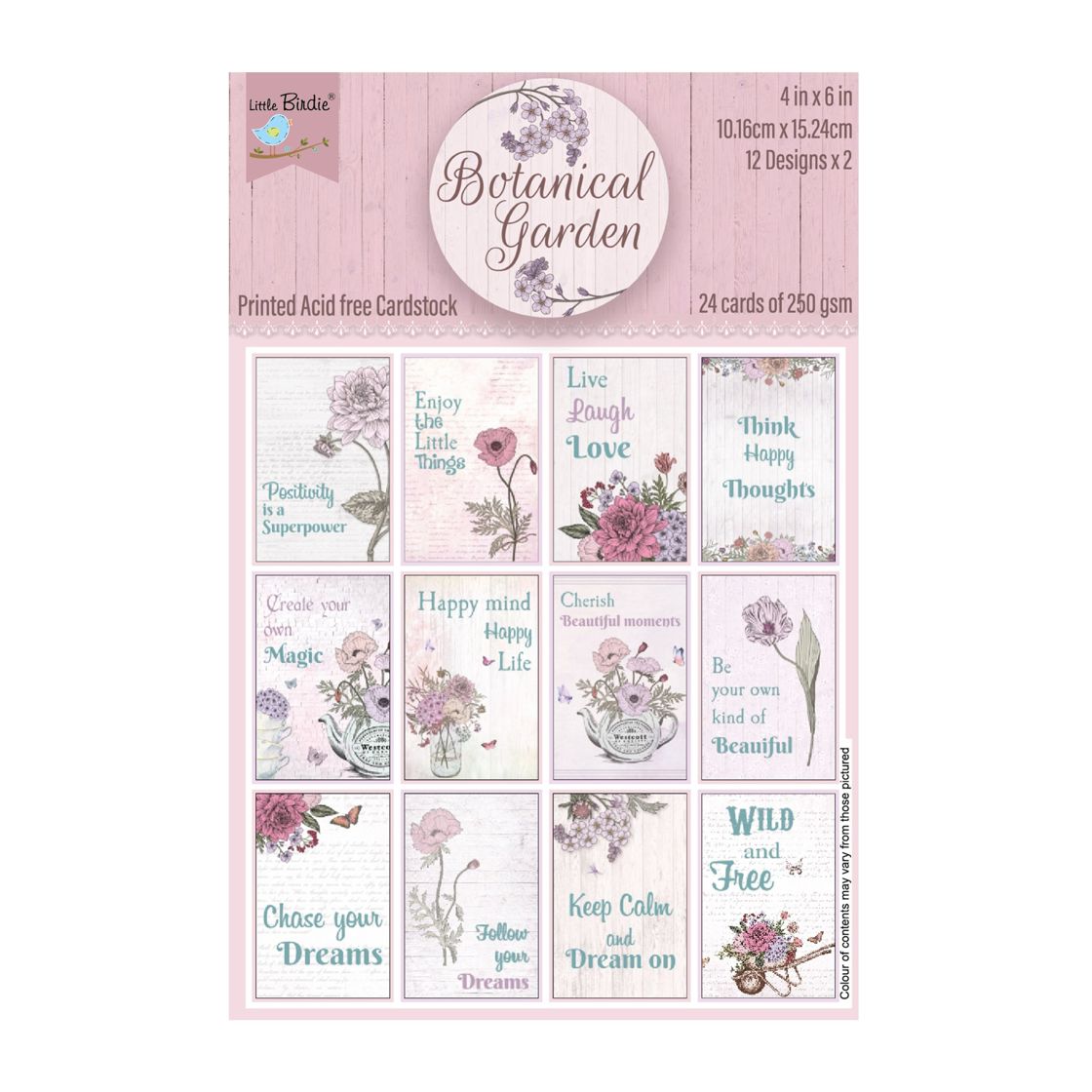 Little Birdie - 4x6 Journaling Card Sentiments - Botanical Garden