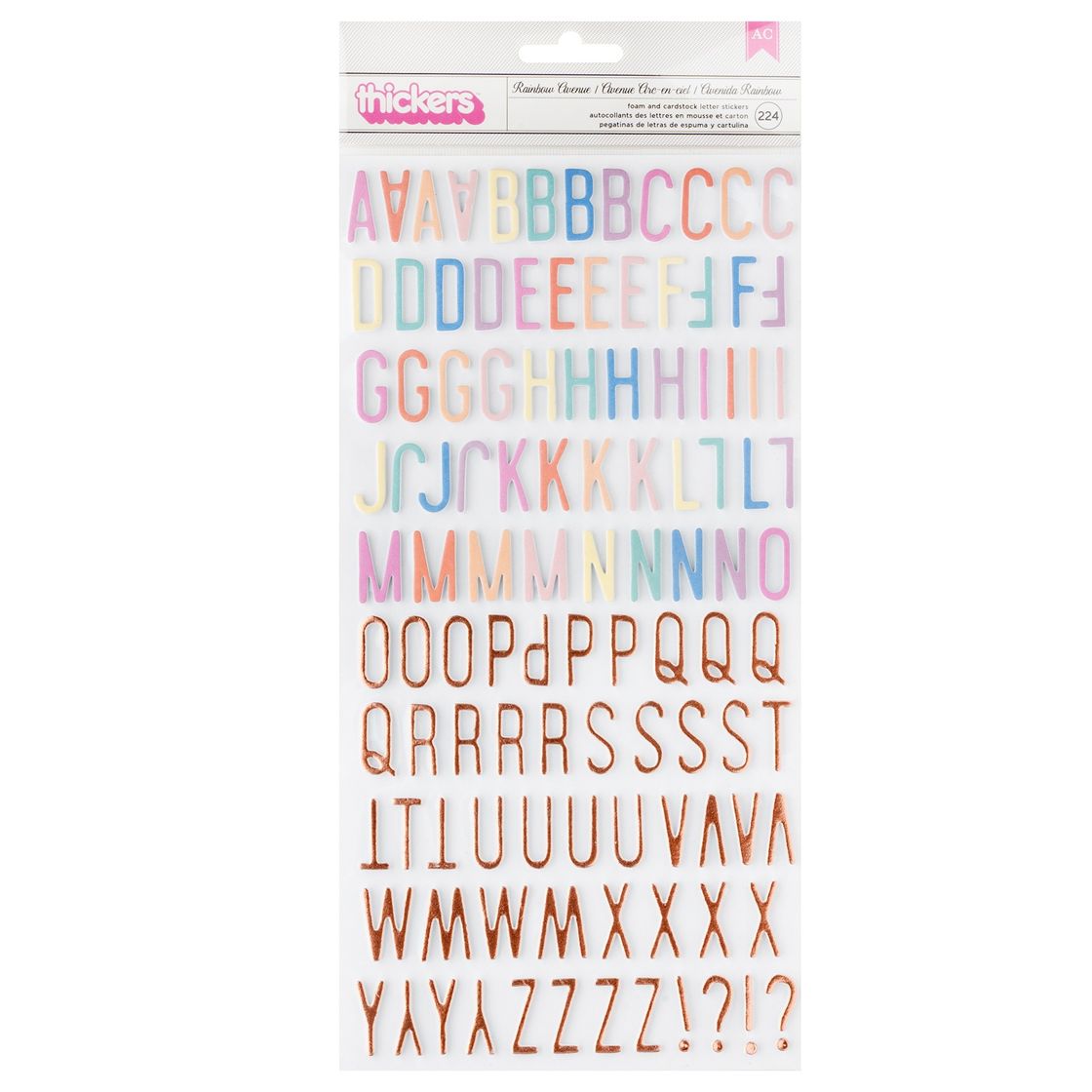 American Crafts Rainbow Avenue Thickers Stickers 224/Pkg