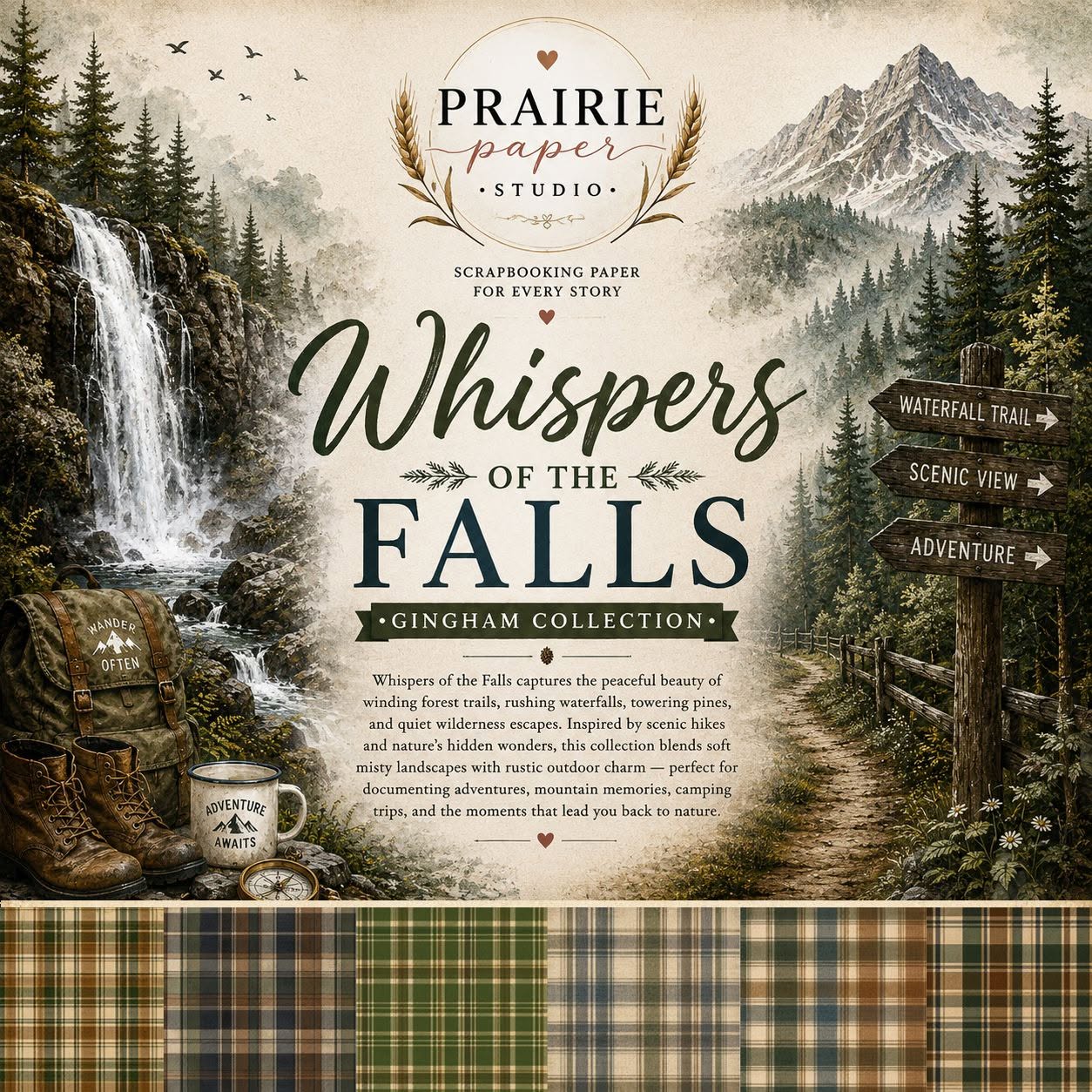 Prairie Paper Studio 12x12 Collection - Whispers of the Falls Gingham