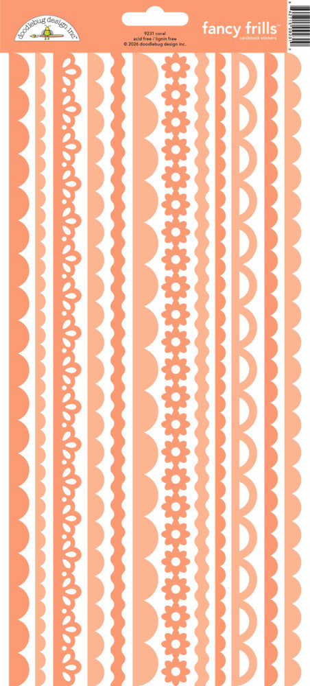 Doodlebug Design Inc. Fancy Frills Stickers, Coral