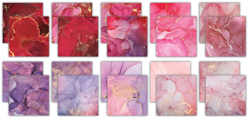 Craft Consortium 12X12 Essential Craft Papers Pad, Ink Drops - Rose 2