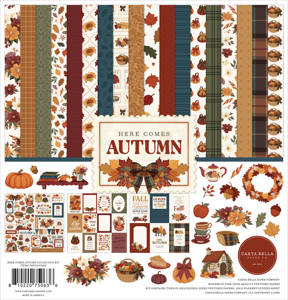 Carta Bella 12X12 Collection Kit, Here Comes Autumn
