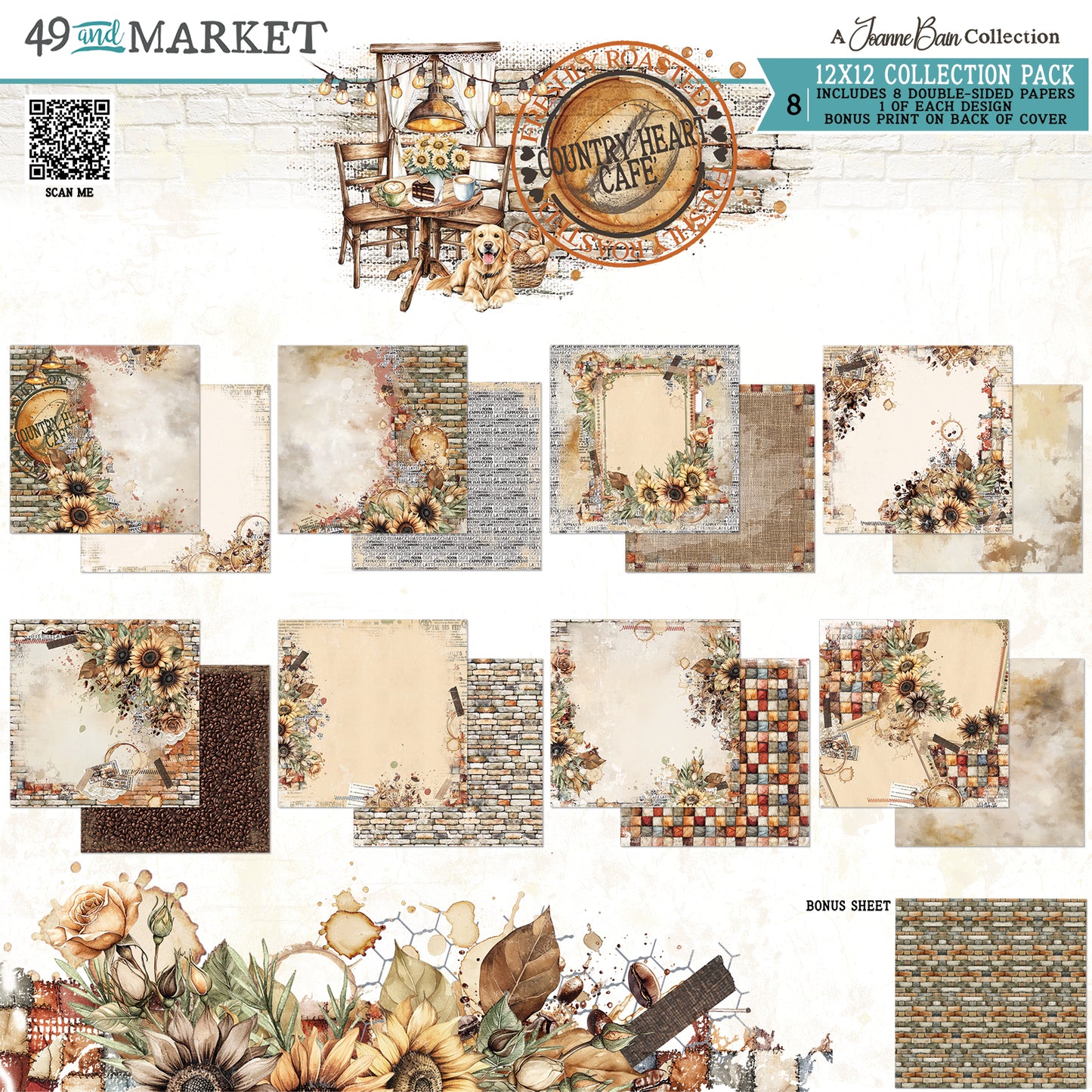 49 & Market Joanne Bain 12x12 Country Heart Cafe Collection Pack