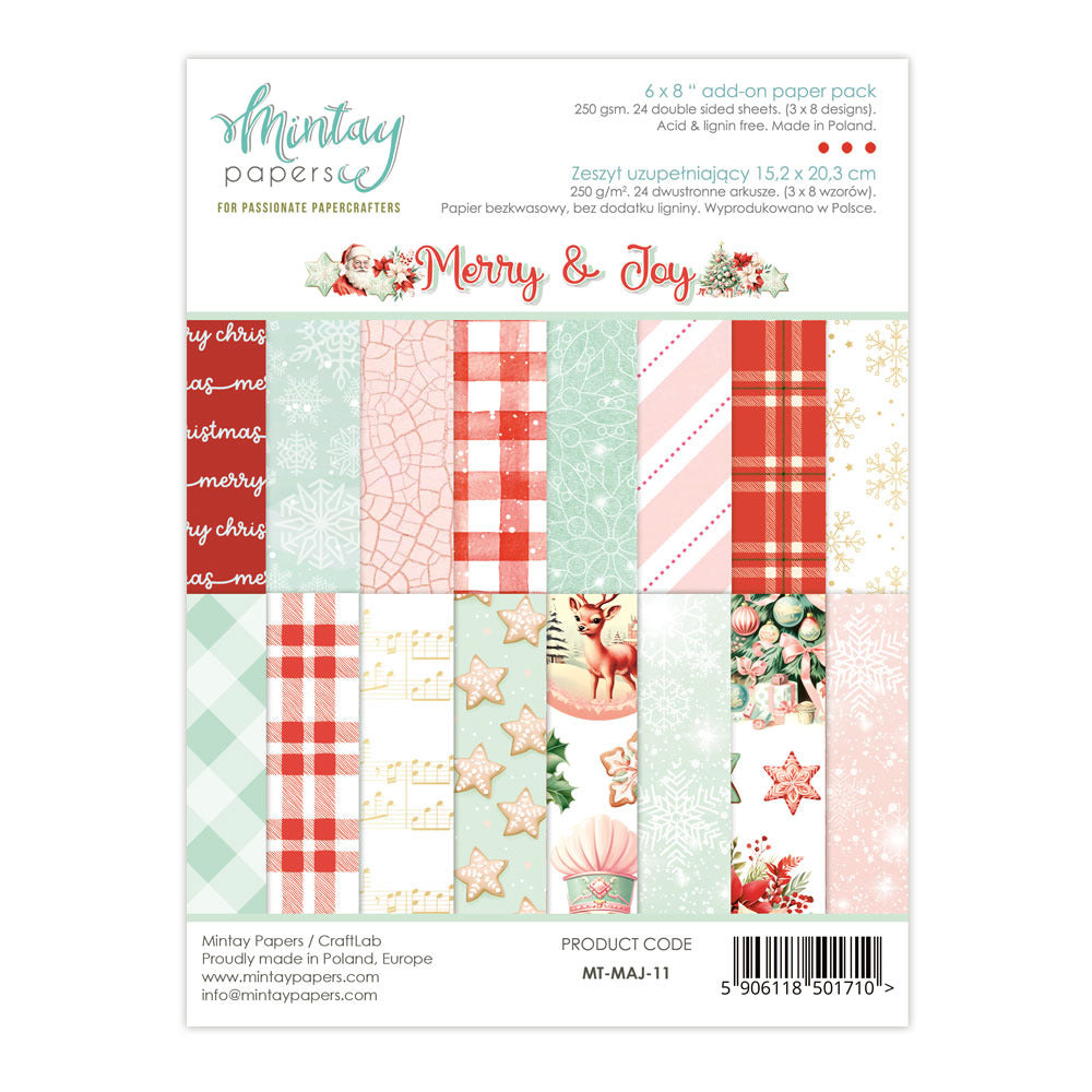Mintay 6X8 Add-on Paper Pad, Merry & Joy
