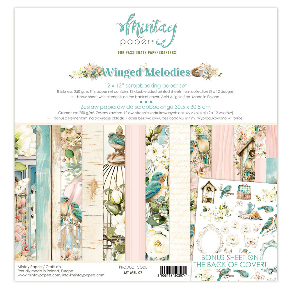 Mintay 12X12 Paper Set, Winged Melodies