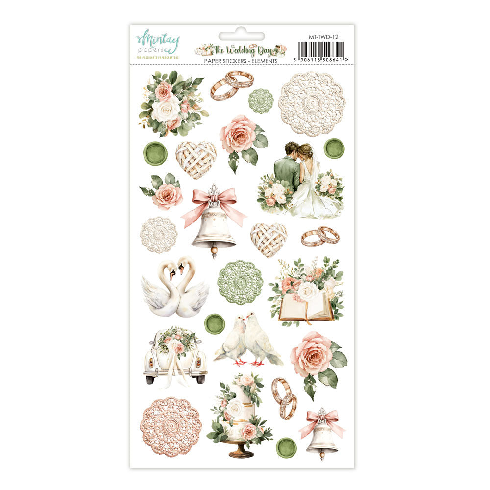 Mintay 6x12 Paper Stickers, The Wedding Day Elements