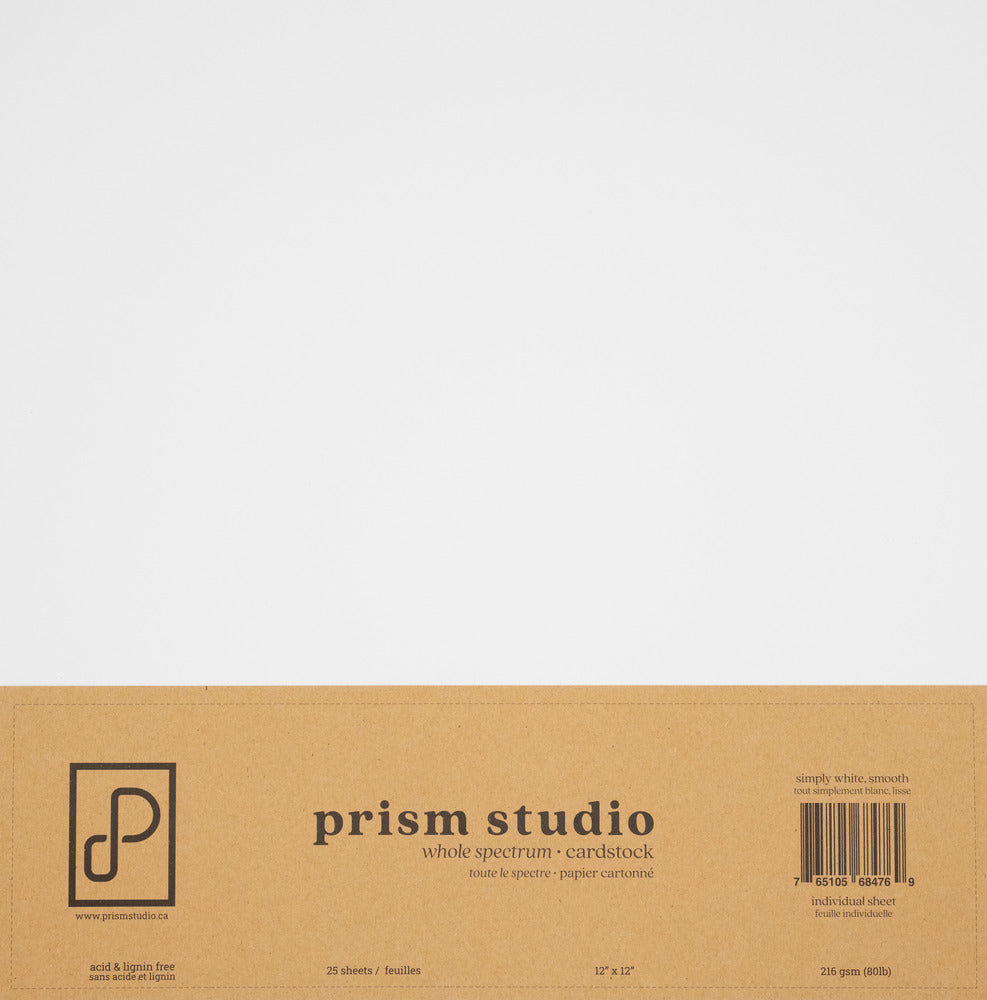 Prism 12X12 Smooth Cardstock, 80lb - Simply White (25 Sheets)