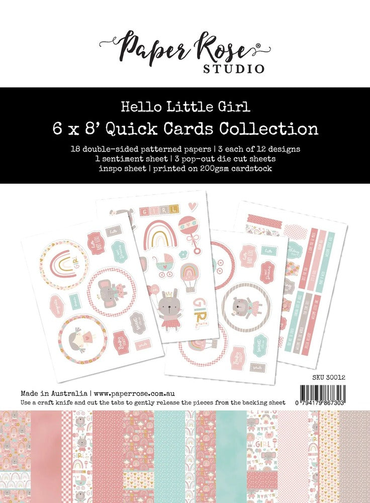 Paper Rose 6X8 Quick Cards, Hello Little Girl