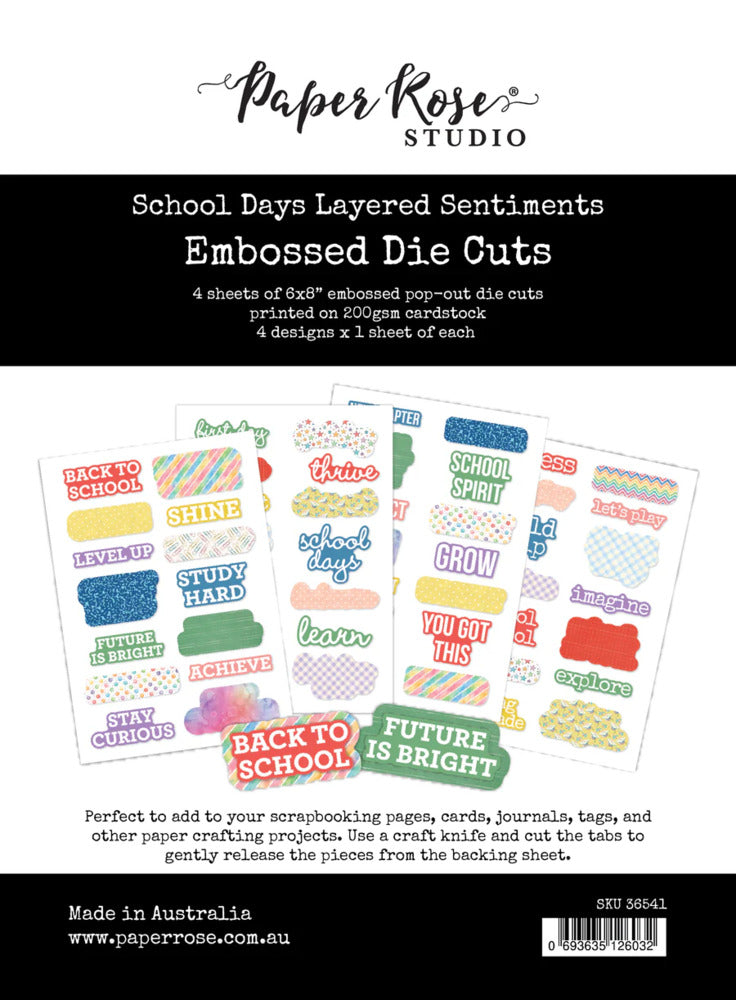 Paper Rose - Embossed Die Cuts, School Days Layered Sentiments