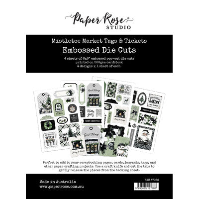 Paper Rose Mistletoe Market Collection -Tags & Tickets Embossed Die Cuts