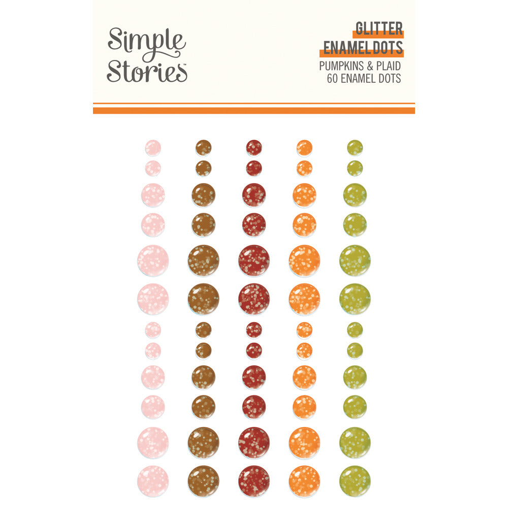 Simple Stories Glitter Enamel Dots, Pumpkin & Plaid