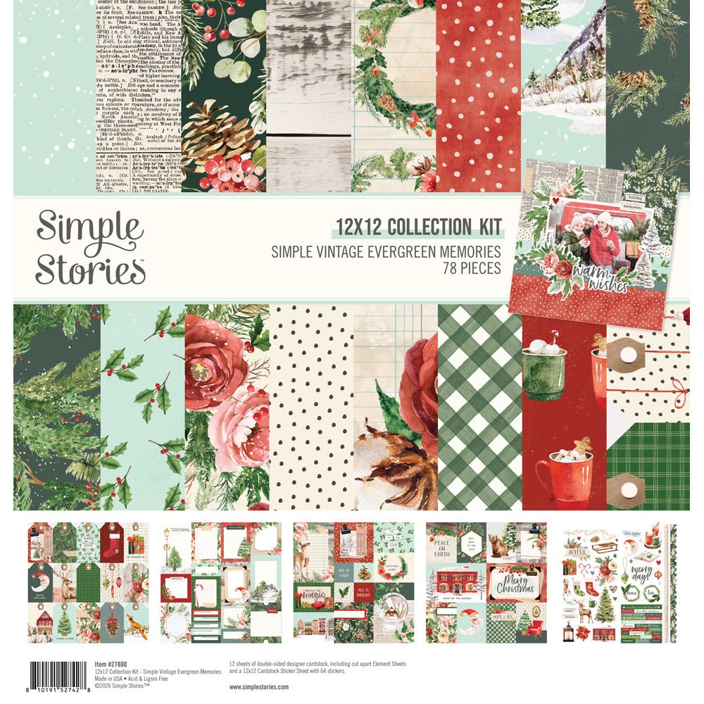 Simple Stories 12X12 Collection Kit, Simple Vintage Evergreen Memories