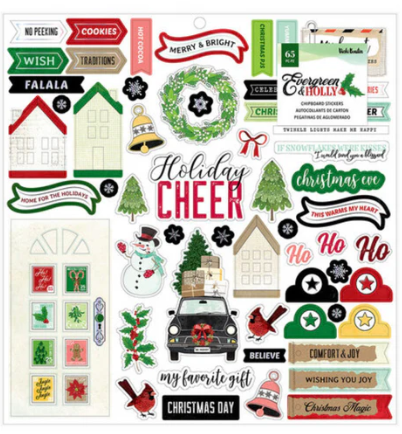 Evergreen & Holly Chipboard Stickers