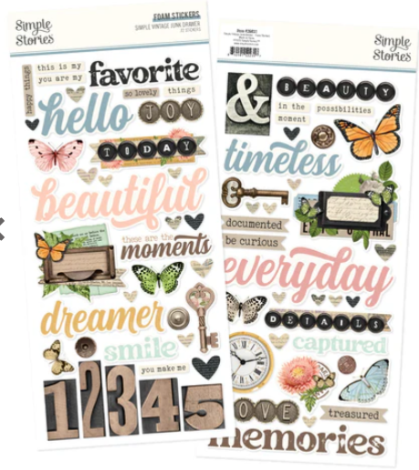 Simple Vintage Junk Drawer - Foam Stickers