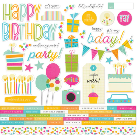 Simple Stories Birthday 12x12 Cardstock Sticker