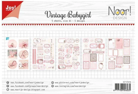 Joy! Crafts A4 Cutting Sheets Vintage Baby Girl (5 Sheets)