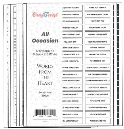 CrafTreat Sentiment Sheets - All Occasions 10 designs