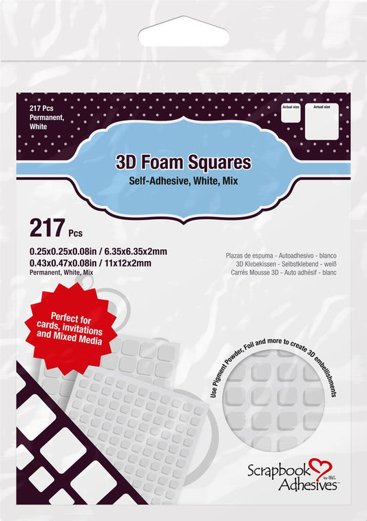 Scrapbook Adhesives 3D Foam Squares Variety Pack 2mm 217/Pkg