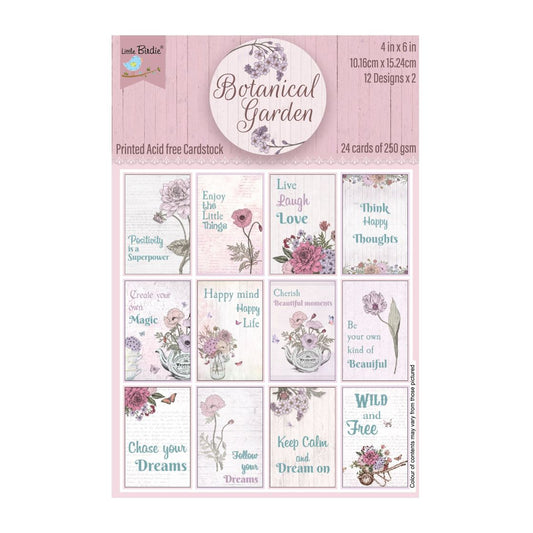 Little Birdie - 4x6 Journaling Card Sentiments - Botanical Garden