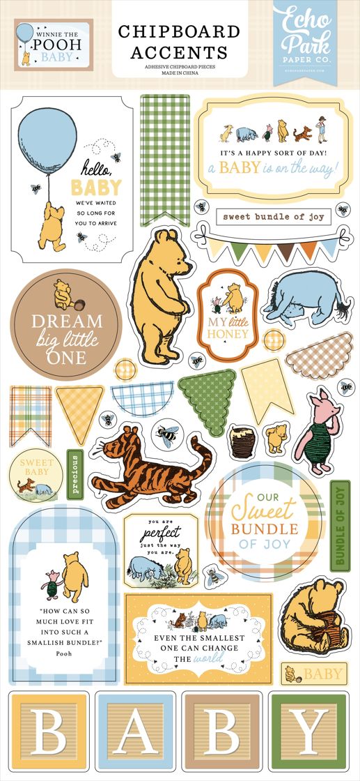 Echo Park House at Pooh Corner Baby Chipboard Accents