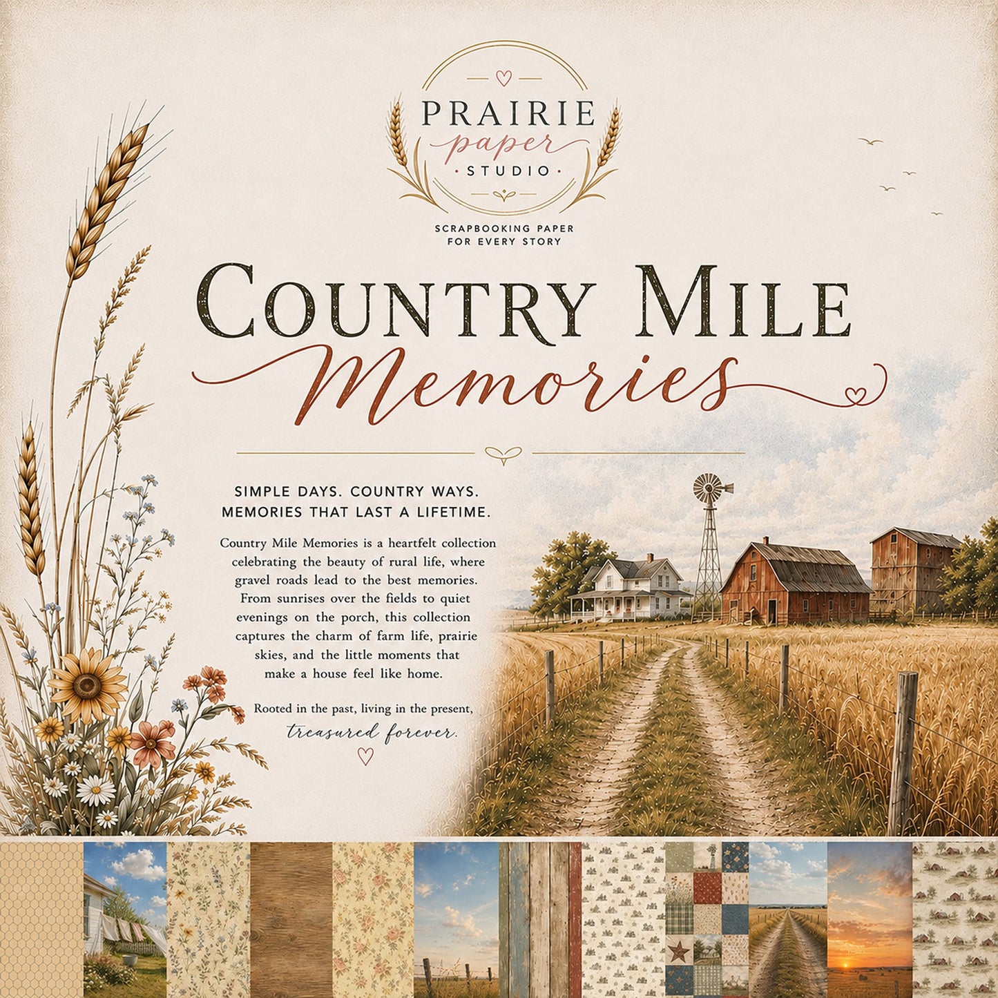 Prairie Paper Studio 12x12 Collection - Country Mile Memories