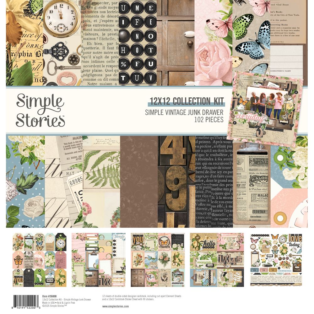 Simple Vintage Junk Drawer 12x12 Collection Kit