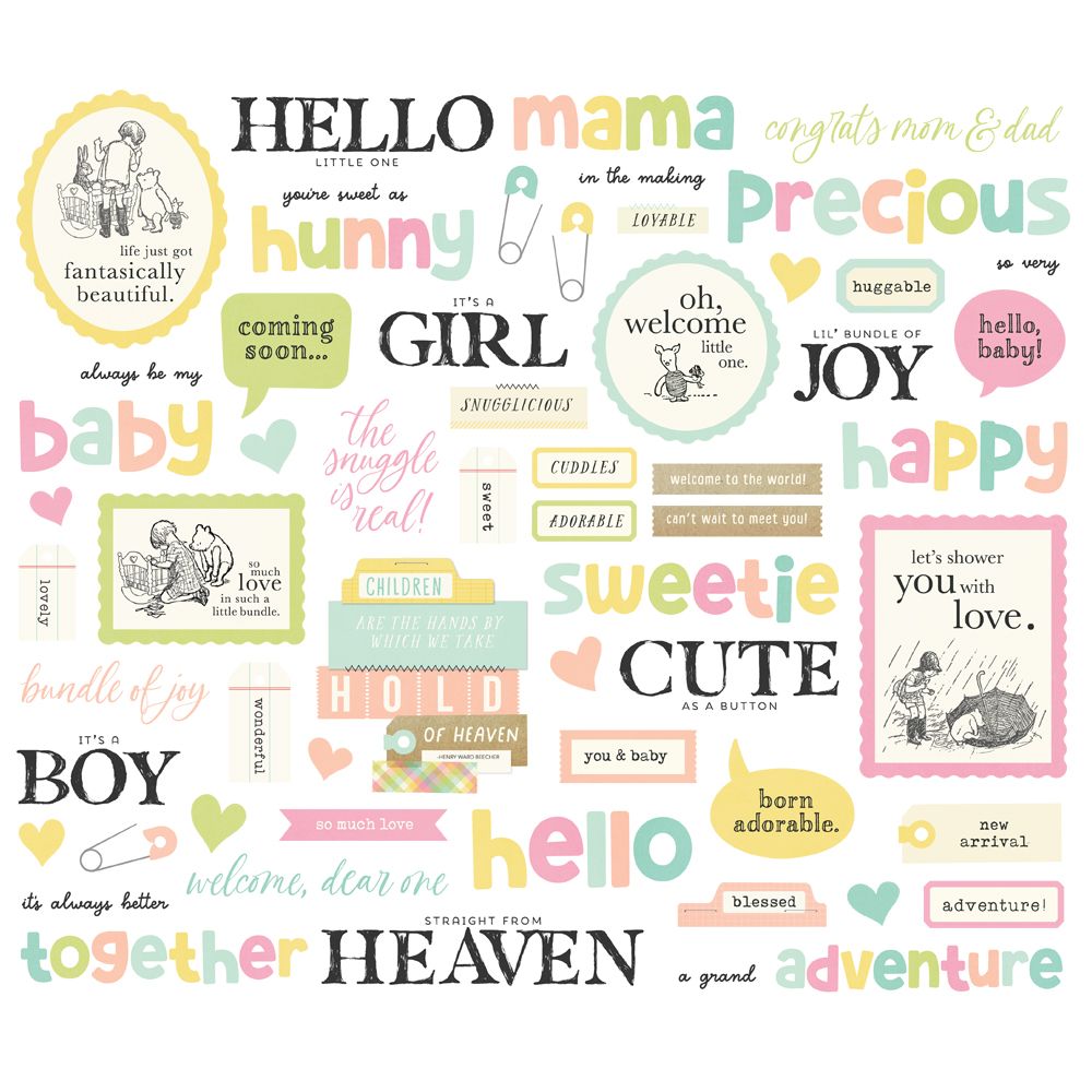 Simple Stories Say Cheese Classic Pooh Baby Sentiment Bits