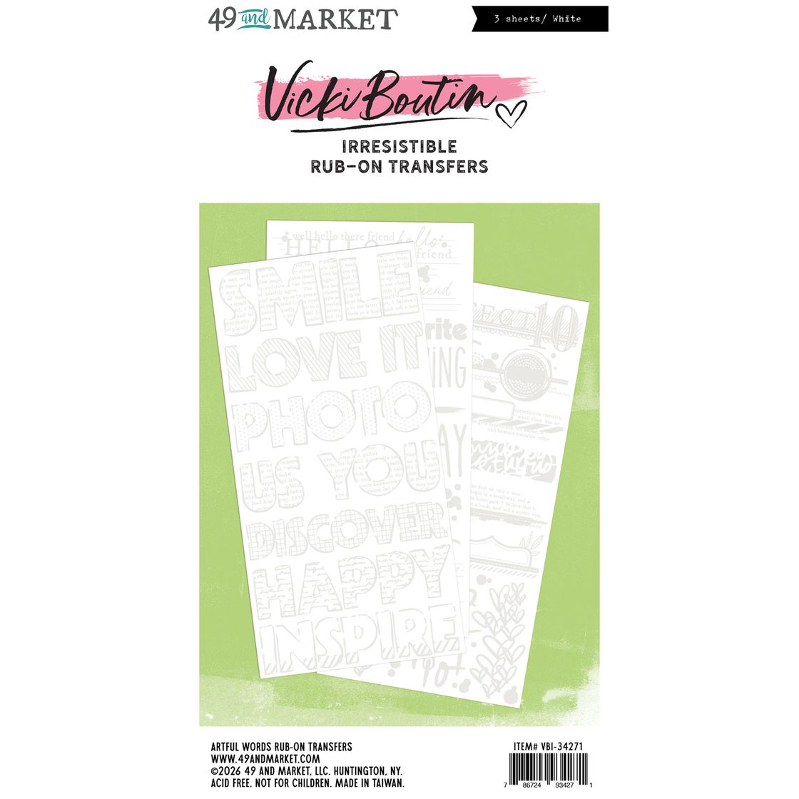 Irresistible - Artful Words Rub-On Transfer