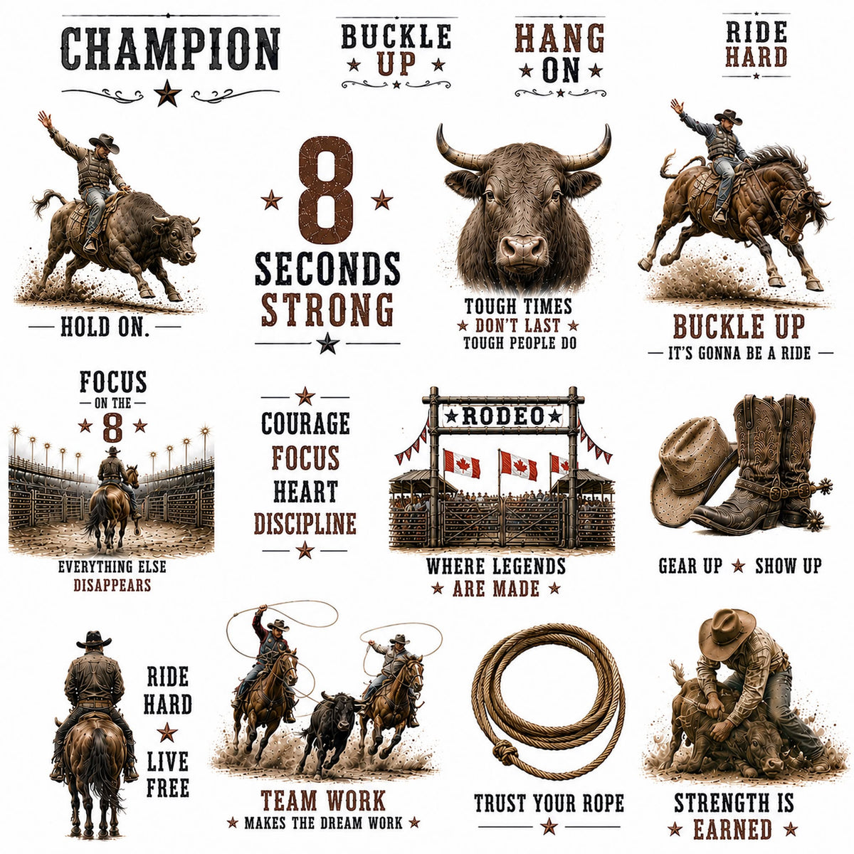 Prairie Paper Studio - 8 Seconds Strong - Ephemera 2