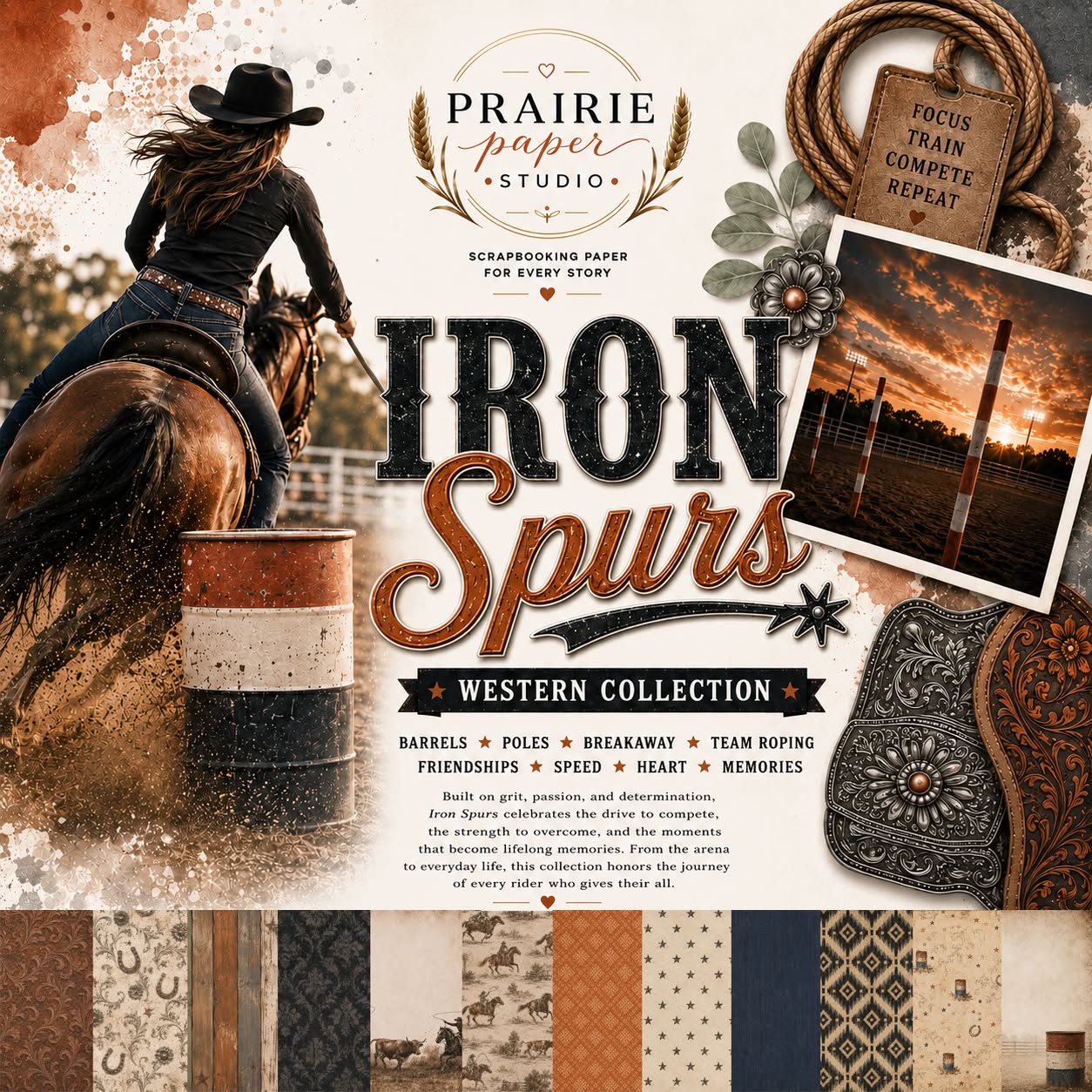 Prairie Paper Studio 12x12 Collection - Iron Spurs