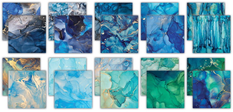 Craft Consortium 12X12 Essential Craft Papers Pad, Ink Drops - Ocean 2
