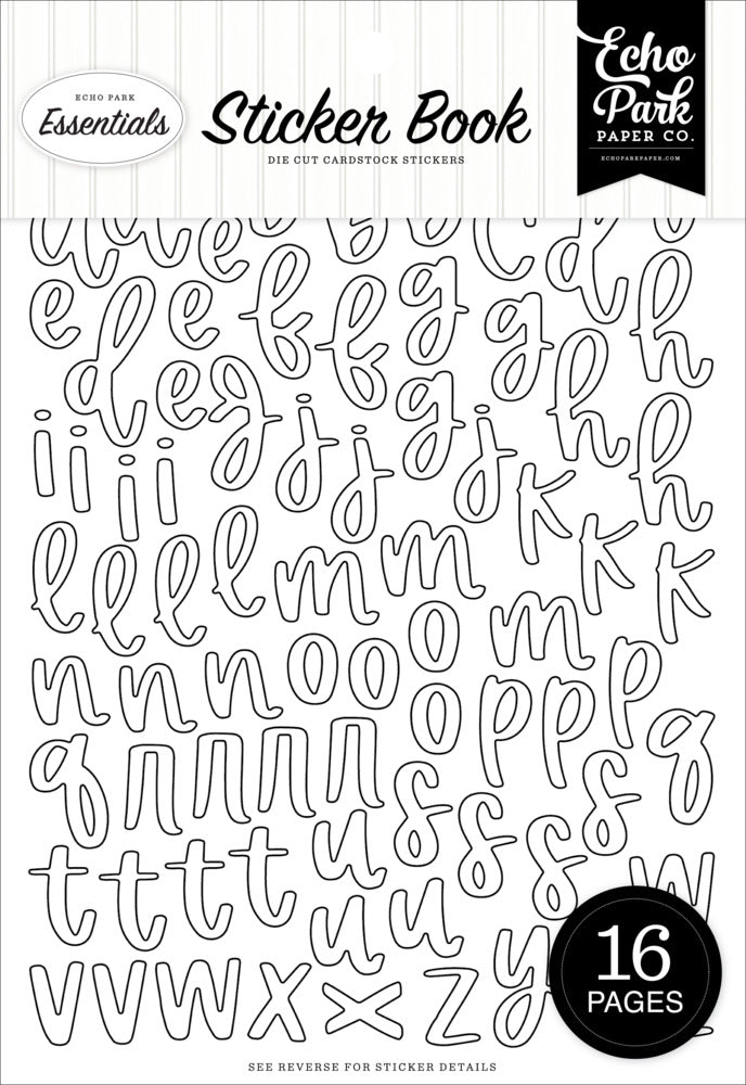 Echo Park Sticker Book, Black And White Alpha