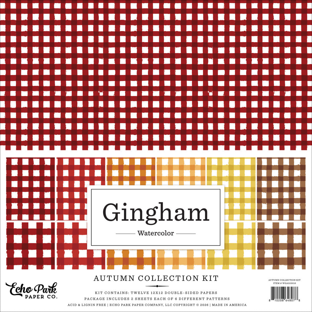 Echo Park 12X12 Collection Kit, Watercolor Gingham Autumn