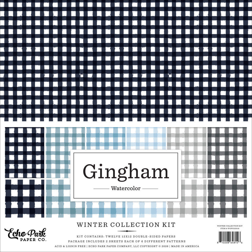 Echo Park 12X12 Collection Kit, Watercolor Gingham Winter