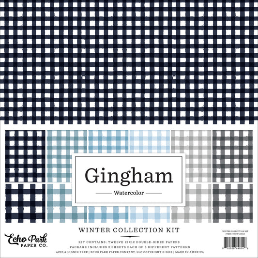 Echo Park 12X12 Collection Kit, Watercolor Gingham Winter