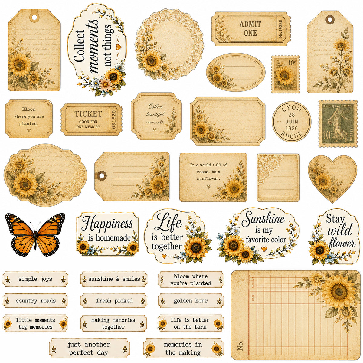 Prairie Paper Studio - Sunflower Fields - Ephemera 1