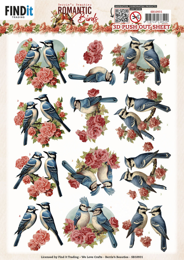 Romantic Birds 3D Push Out Sheet