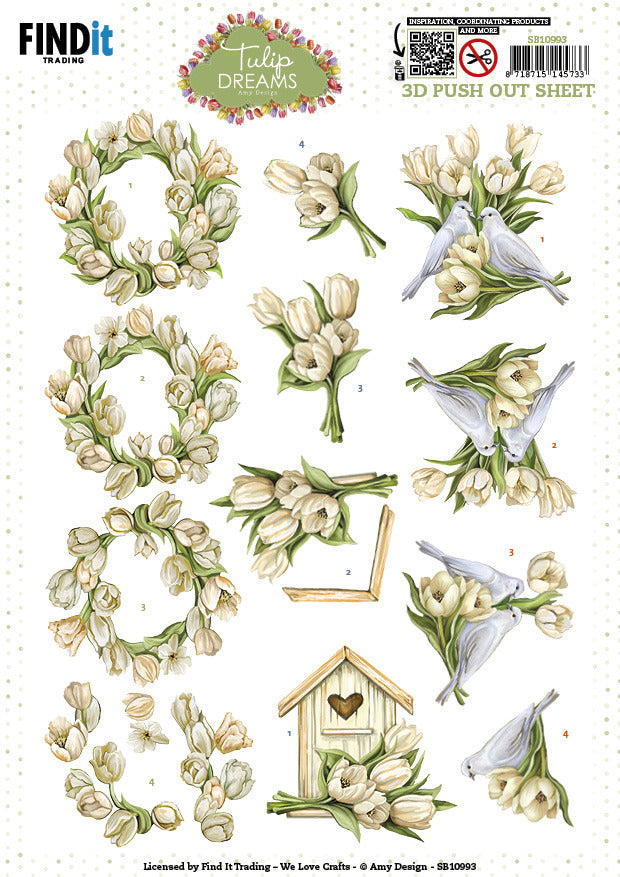 Tulip Dreams White 3D Push Out Sheet