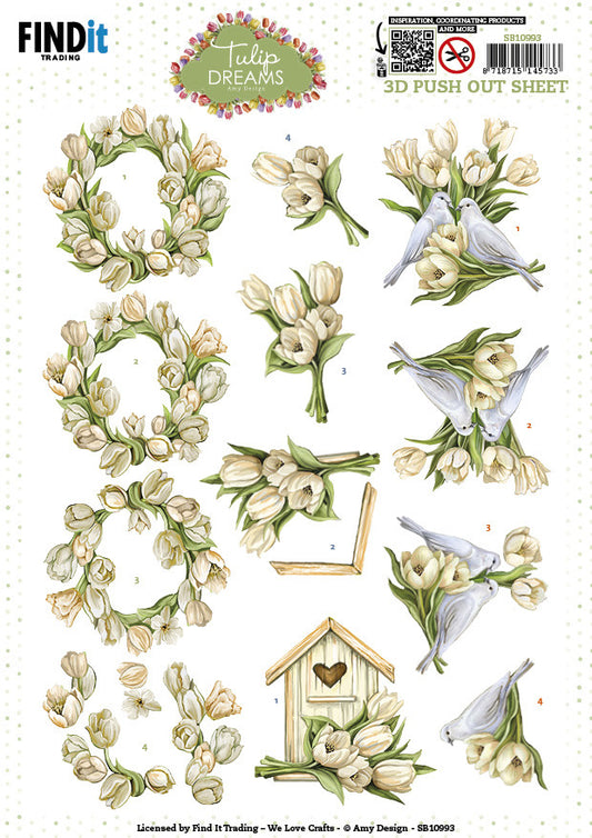 Tulip Dreams White 3D Push Out Sheet