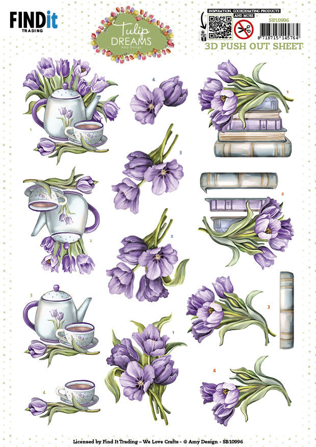 Tulip Dreams Purple 3D Push Out Sheet