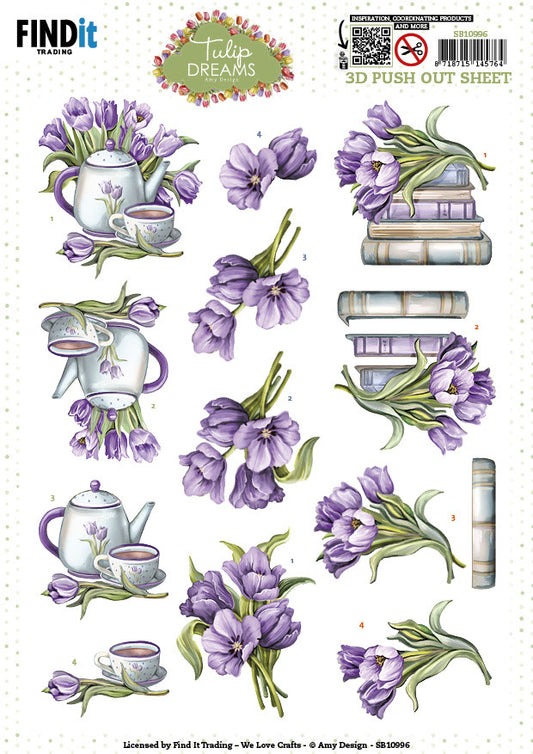 Tulip Dreams Purple 3D Push Out Sheet