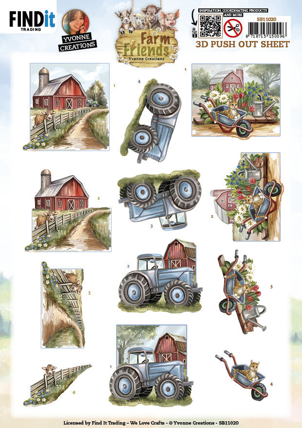 Farm Friends 3D Push Out Sheet