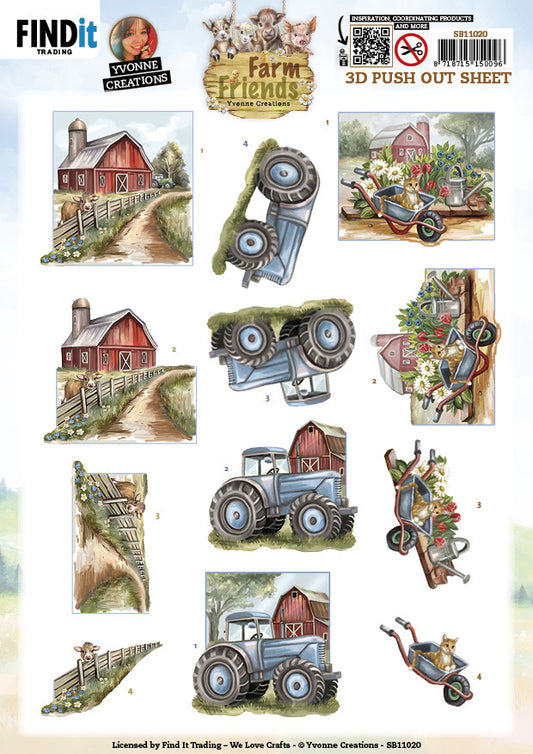 Farm Friends 3D Push Out Sheet