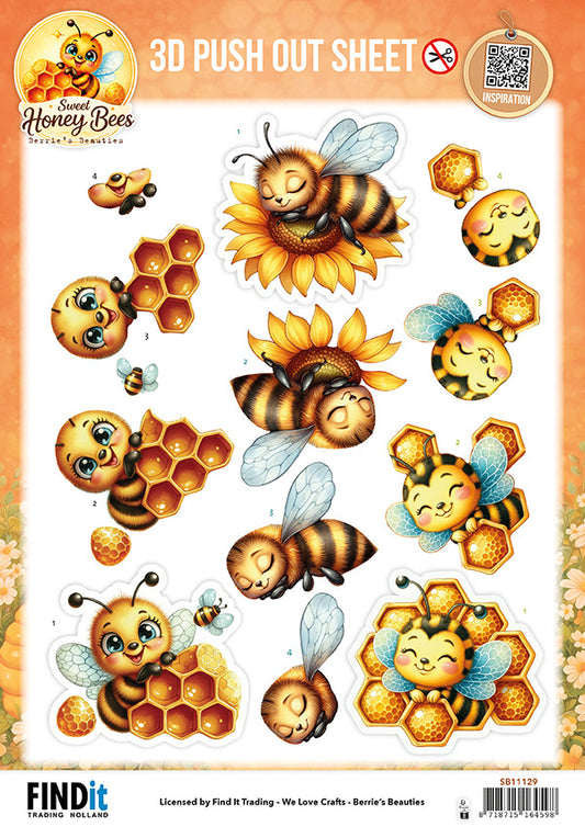 Find It Trading 3D Push Out Sheet - Sweet Honey Bees SB11129