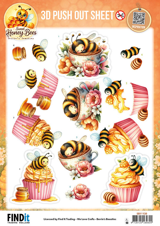 Find It Trading 3D Push Out Sheet - Sweet Honey Bees SB11130