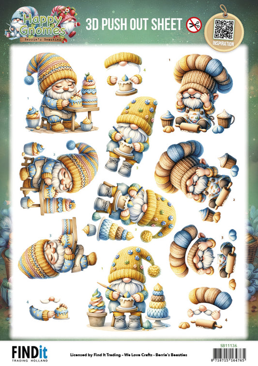 Find It Trading 3D Push Out Sheet - Happy Gnomes - The Tiny Baker