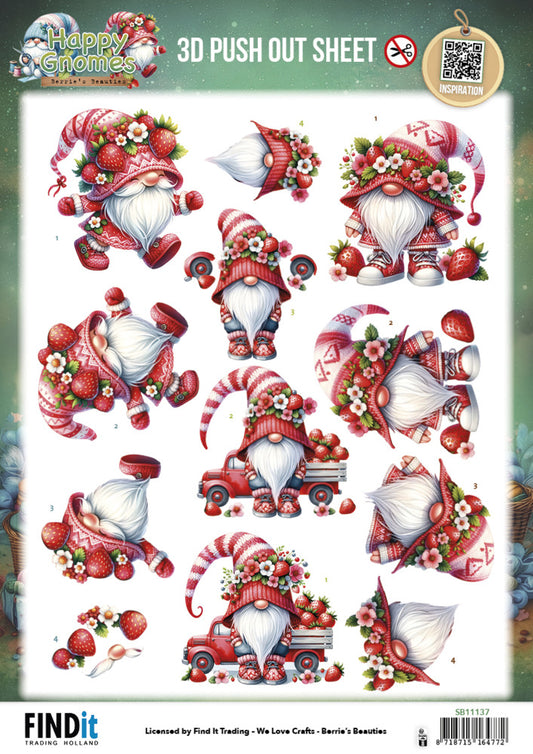 Find It Trading 3D Push Out Sheet - Happy Gnomes - Berry Cute