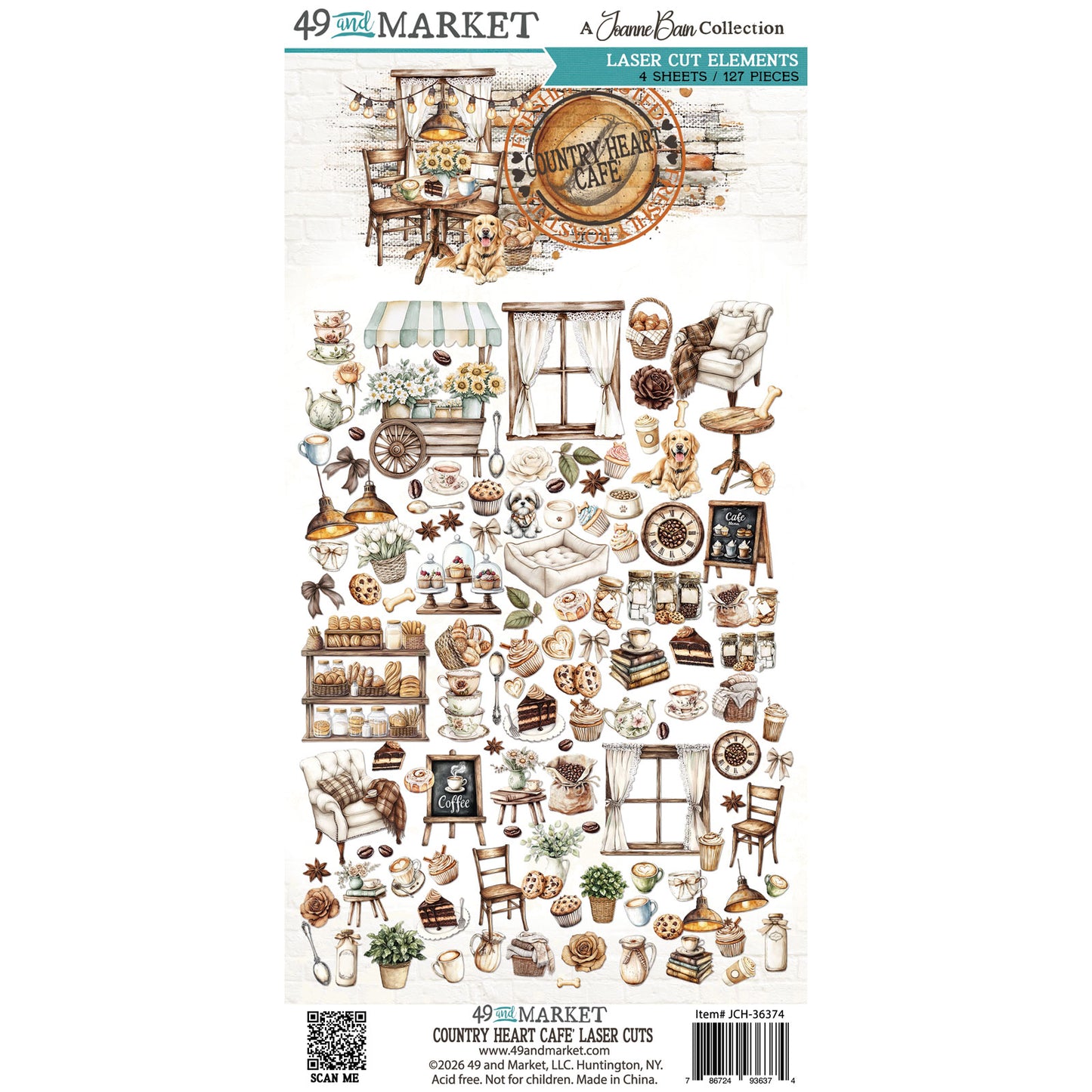 49 & Market Joanne Bain Country Heart Cafe Laser Cut Elements