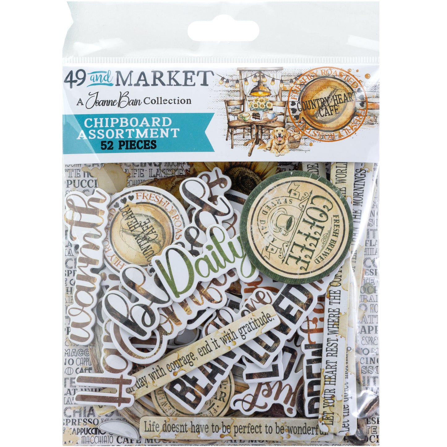 49 & Market Joanne Bain Country Heart Cafe Chipboard Assortment
