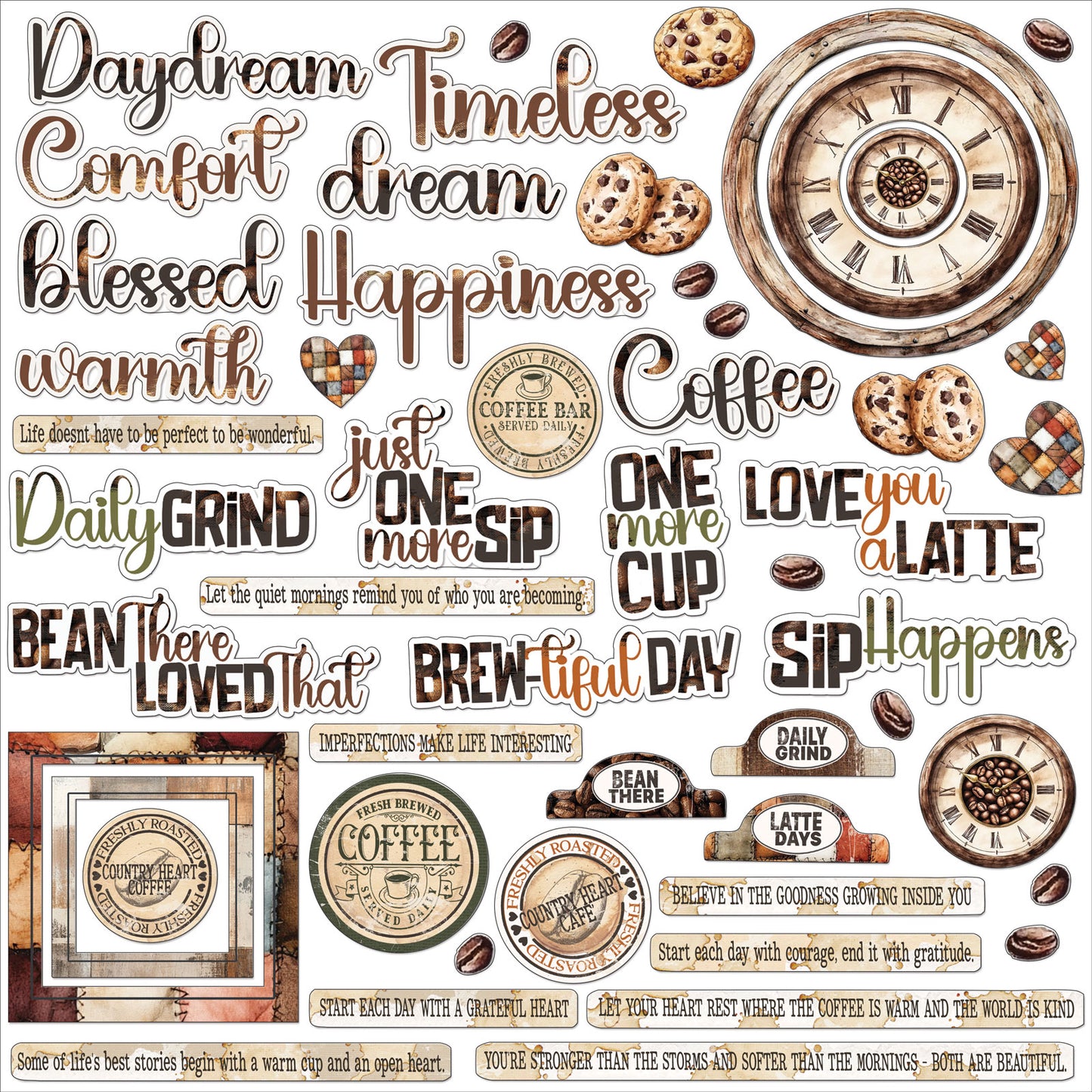 49 & Market Joanne Bain Country Heart Cafe Chipboard Assortment